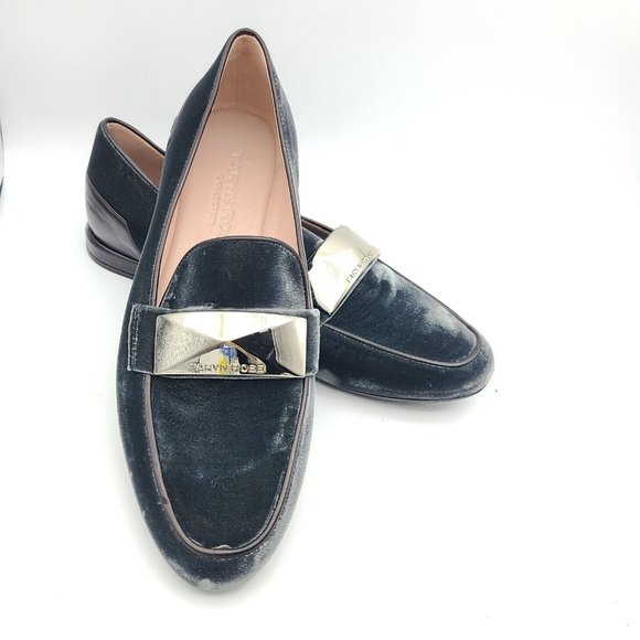 Taryn Rose women flats loafers Gray Velvet Silver Band Italy size 8.5 new - Picture 10 of 12